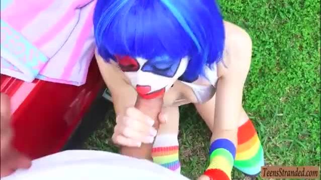 Very slim clown mikayla mico hitchhikes and banged in public