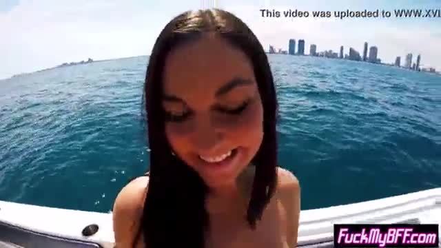 Nice summer sex party on a boat with teen amateur bitch