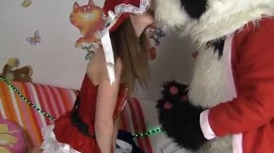 Anal sex with santa panda bear