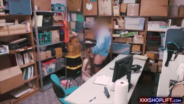 Blonde shoplifter caught and fucked hard in the office