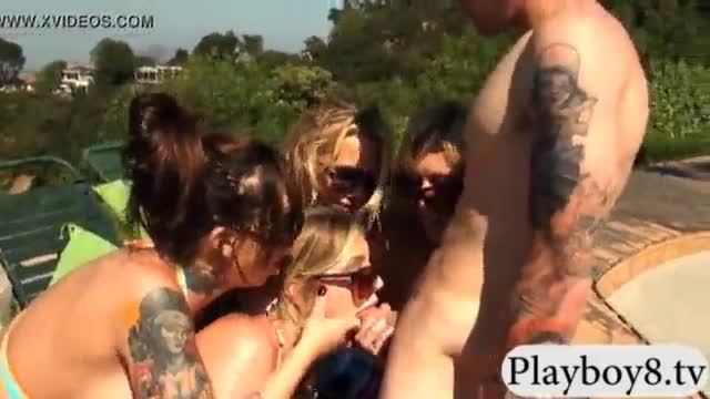 Bffs enjoyed group sex with lucky dude in a camping area